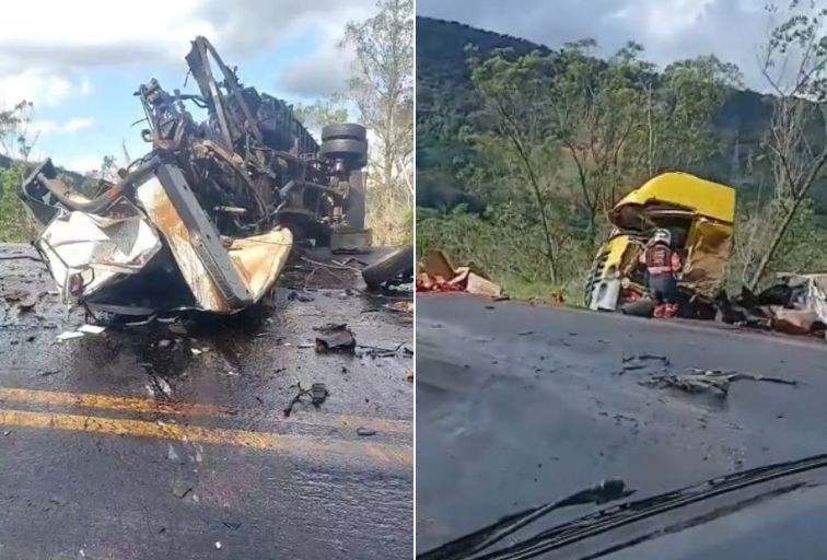 Acidente com duas carretas e carro mata uma pessoa e interdita BR-381, em MG- Foto: Reprodução/Redes Sociais