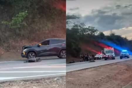 Casal morre após motocicleta ser atingida por carro na BR-262, em Pará de Minas Casal morre após motocicleta ser atingida por carro na BR-262, em Pará de Minas - Foto: Reprodução/Redes Sociais