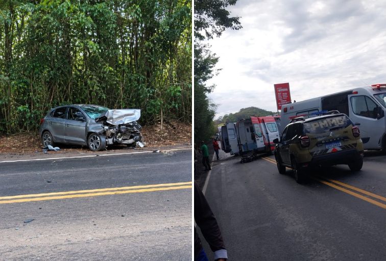Acidente envolvendo dois carros e cavalo deixa três feridos na MG-060, em Esmeraldas - Foto: Divulgação/CBMMG