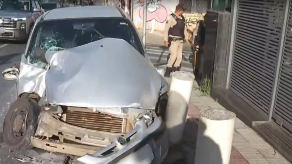Acidente entre carro e ônibus deixa homem ferido no Carlos Prates, em BH - Foto: Reprodução/TV Globo