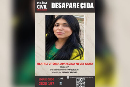 Beatriz Vitória está desaparecida na Grande BH; polícia pede informações - Foto: Divulgação/PCMG