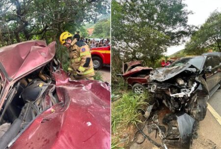 Motorista morre e criança de 2 anos fica ferida em acidente na BR-458, em MG Motorista morre e criança de 2 anos fica ferida em acidente na BR-458, em MG - Foto: Divulgação/Corpo de Bombeiros