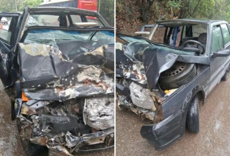 Batida frontal entre dois carros deixa quatro vítimas na MGC-262, em Sabará Batida frontal entre dois carros deixa quatro vítimas na MGC-262, em Sabará - Foto: Divulgação/CBMMG