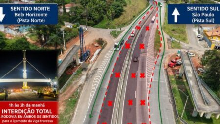 Trecho da BR-381 será totalmente interditado por uma hora na madrugada; entenda o motivo - Foto: Divulgação/Motiva Minas_SP