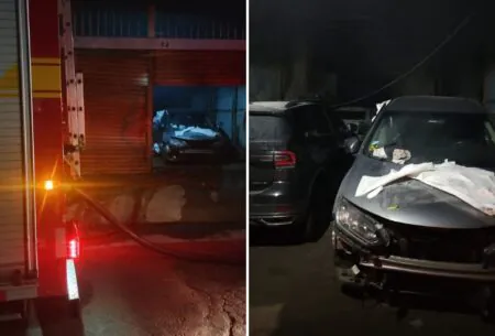 Incêndio atinge oficina e danifica três carros no bairro União, em BH - Foto: Divulgação/CBMMG