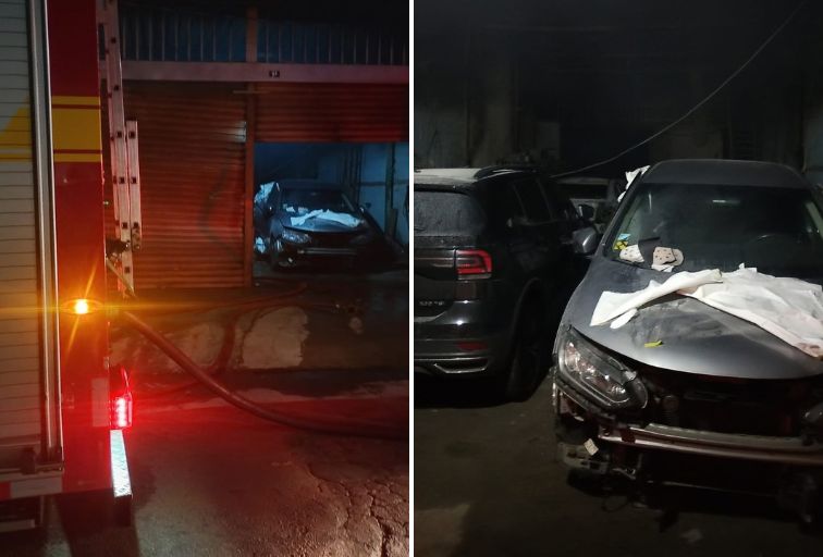 Incêndio atinge oficina e danifica três carros no bairro União, em BH - Foto: Divulgação/CBMMG