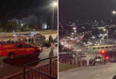 Policial fica ferido em acidente durante perseguição no Anel Rodoviário, em BH - Foto: Reprodução/Redes Sociais